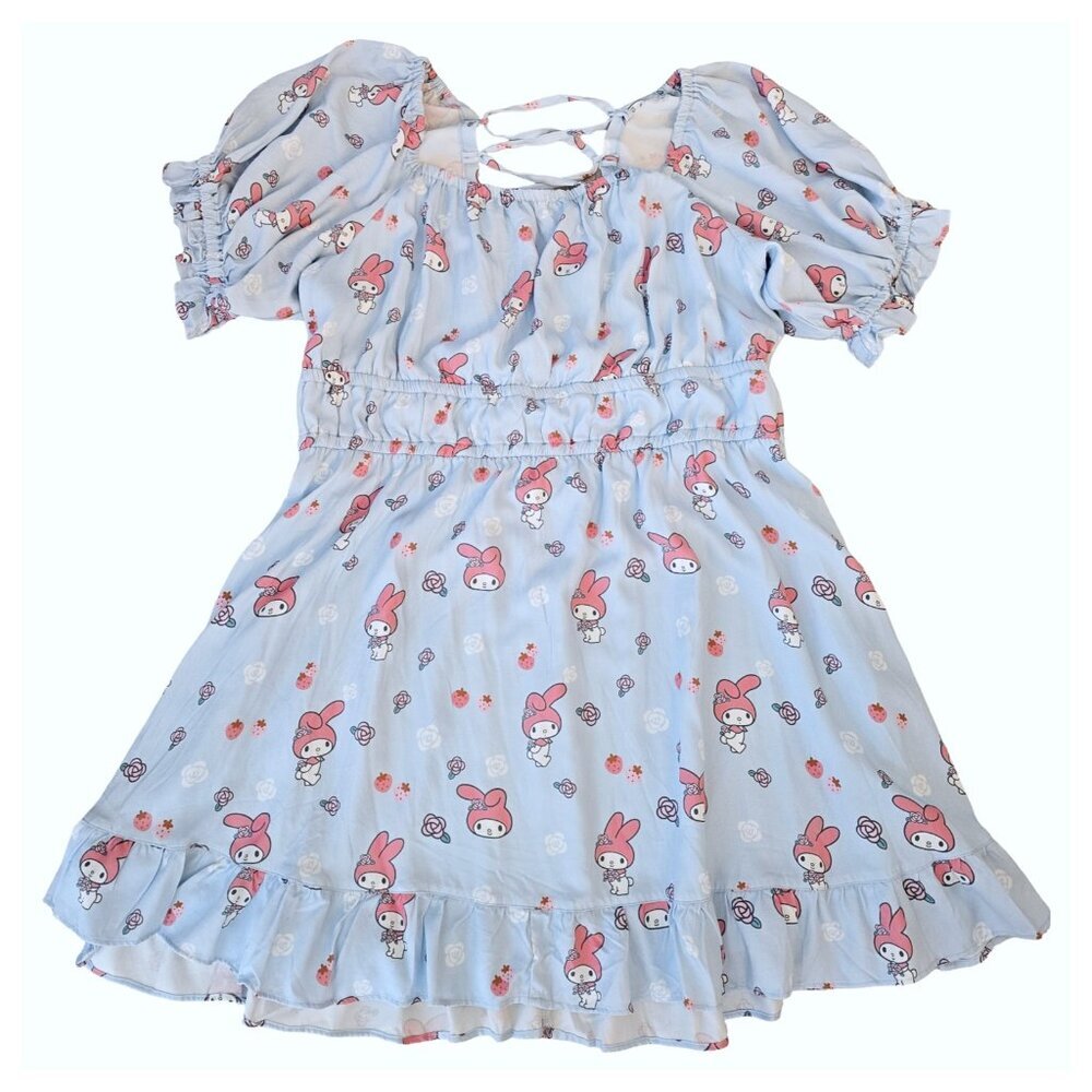Sanrio My Melody Strappy Back Dress Size 2X Blue Midi Cosplay Bunny Cottagecore - Picture 3 of 9